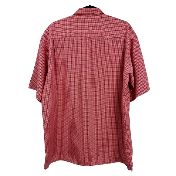 Bugatchi Uomo Plaid Shirt Button Down Short Sleeves Pen Pocket Red White‎ Men XL - Picture 5 of 6